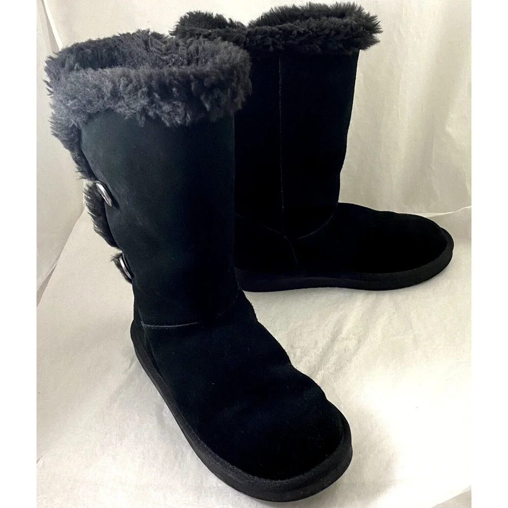 Koolaburra By Ugg Kinslei Black Suede Winter Snow Mid Calf Boot 1096443 …
